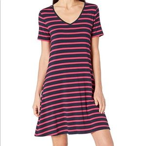 NWT. Amazon Essential Striped V Neck Shirt Dress